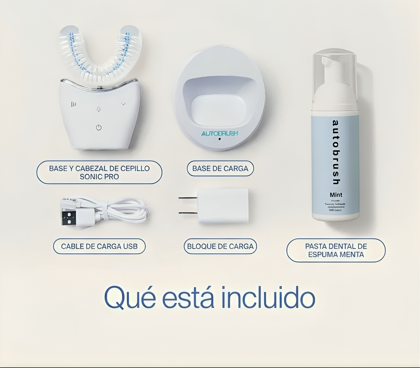 Paquete Cepillo Automatico® De Ultra Sonido Pro: cepillo de dientes en forma de U con 58 000 cerdas de nailon suave y potente motor sónico para un cuidado bucal mejorado.