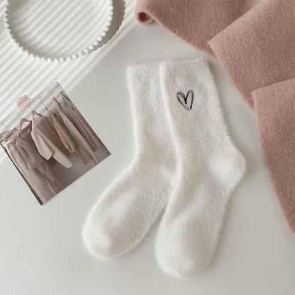 Thick embroidered velvet winter socks