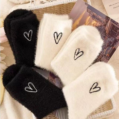 Thick embroidered velvet winter socks