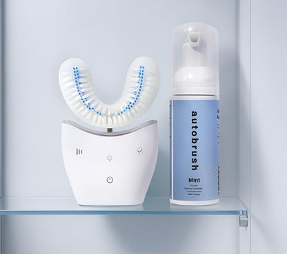 Paquete Cepillo Automatico® De Ultra Sonido Pro: cepillo de dientes en forma de U con 58 000 cerdas de nailon suave y potente motor sónico para un cuidado bucal mejorado.