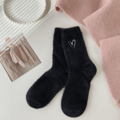 Thick embroidered velvet winter socks