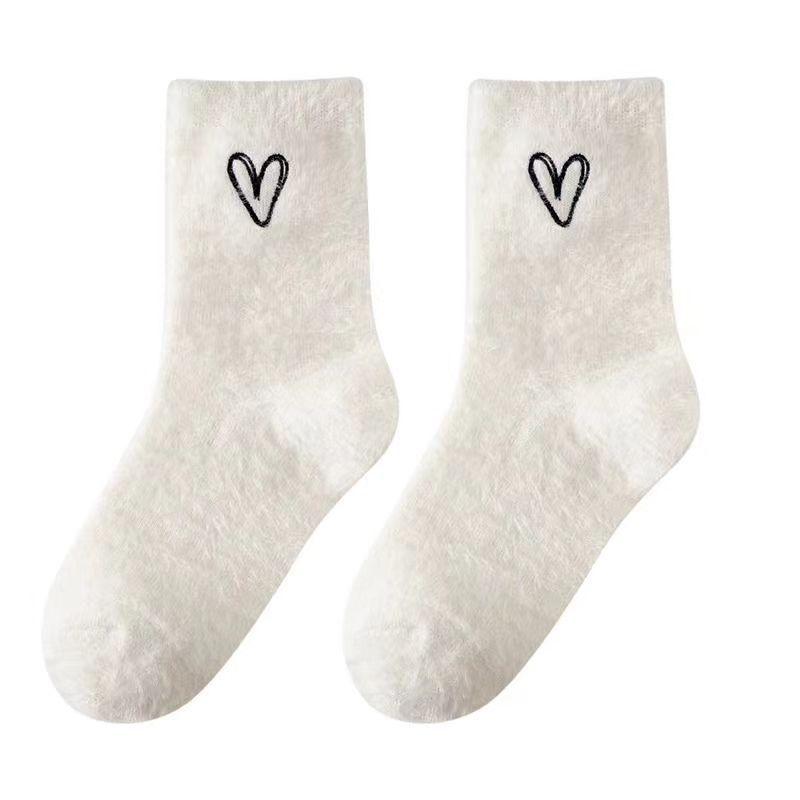 Thick embroidered velvet winter socks