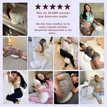 Almohada de maternidad en viscoelástica Bub™  ergonómica para soporte de barriga, caderas y espalda