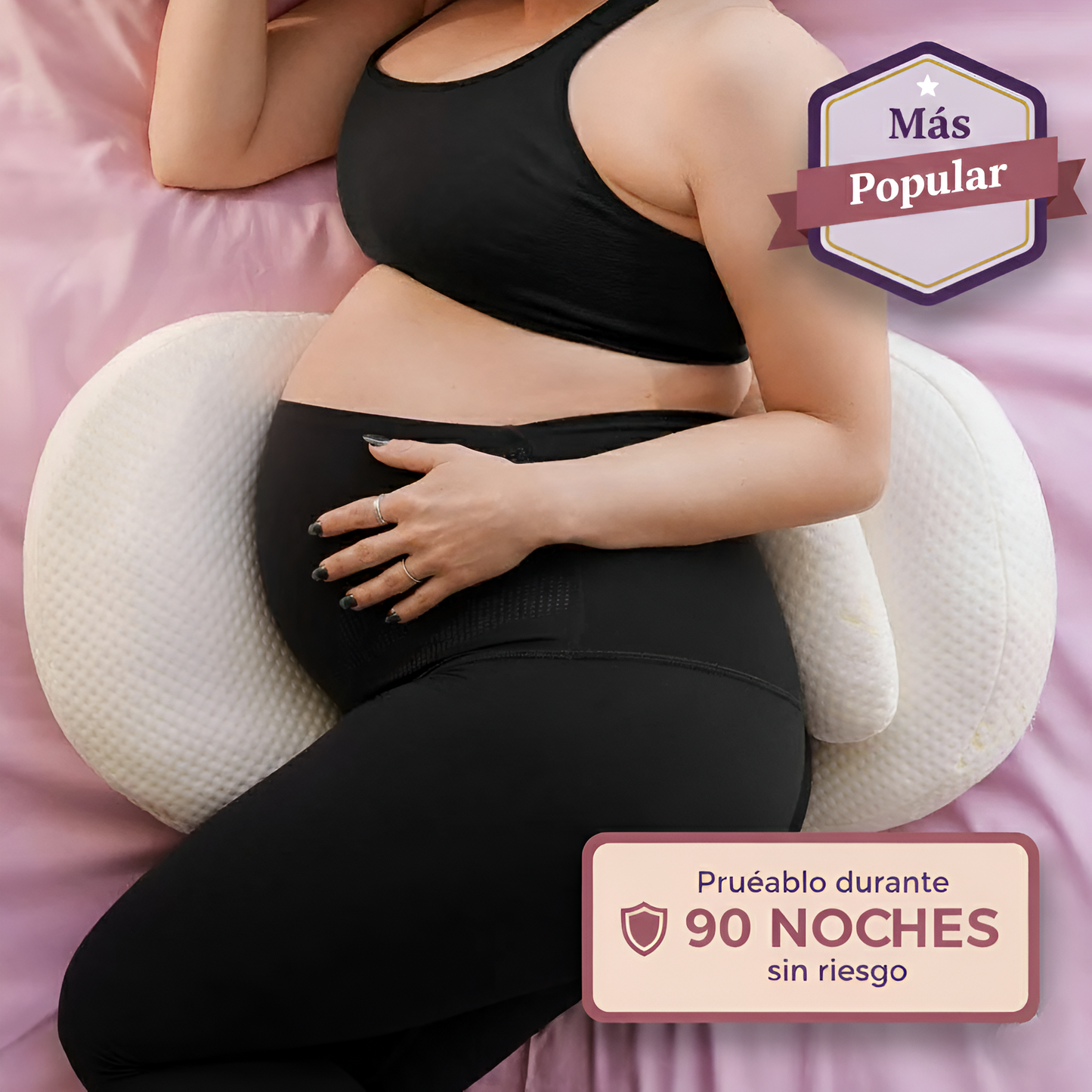 Almohada de maternidad en viscoelástica Bub™  ergonómica para soporte de barriga, caderas y espalda