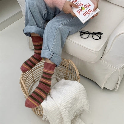 Women Winter Outdoor Plush Striped Socks