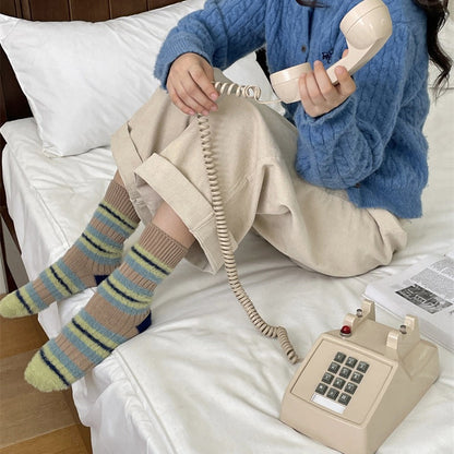 Women Winter Outdoor Plush Striped Socks