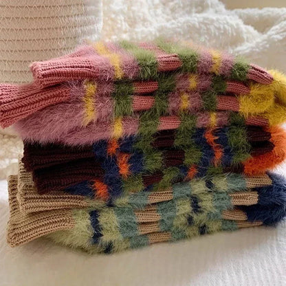 Women Winter Outdoor Plush Striped Socks