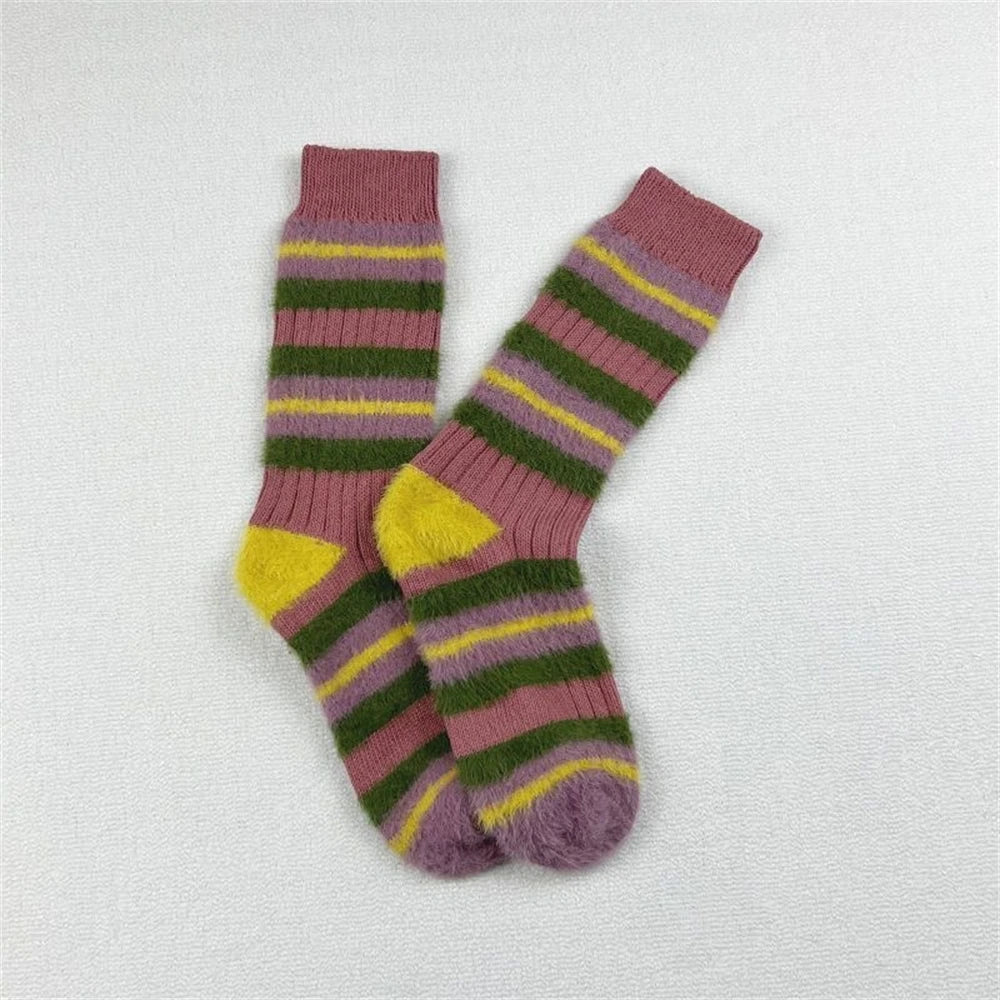 Women Winter Outdoor Plush Striped Socks