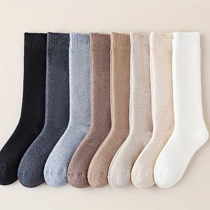 Plain colored knee-high socks with solid fleece lining